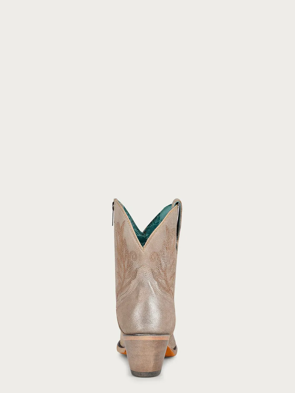 A4255 - WOMEN'S BONE EMBROIDERY J TOE ANKLE COWBOY BOOT