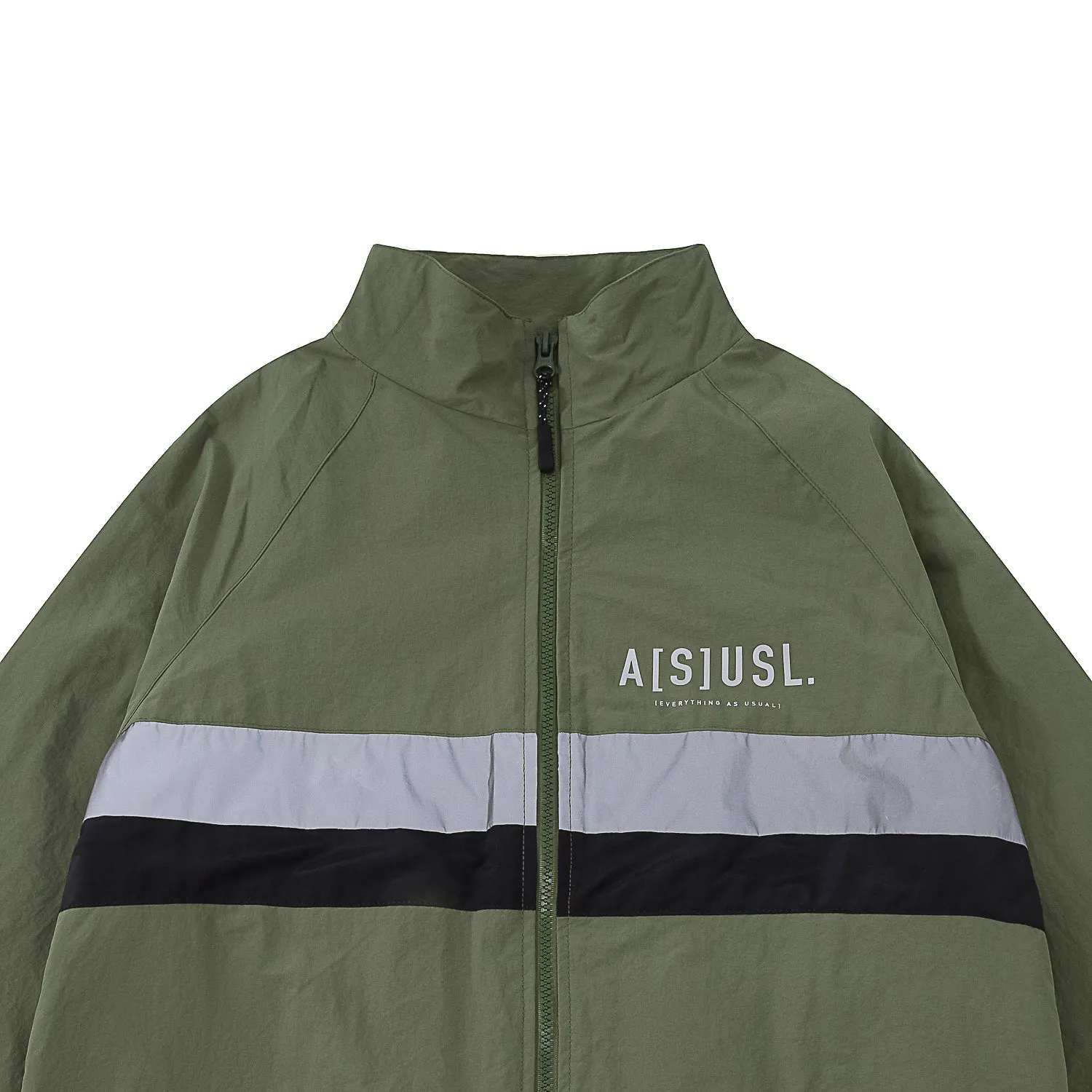 A[S]USL REFLECTIVE LOGO TRACK JACKET-OLIVE