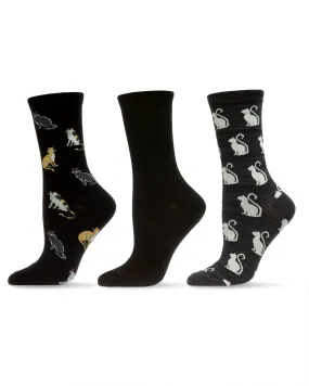 Cats Galore Bamboo Blend Crew Sock 3 Pair Pack
