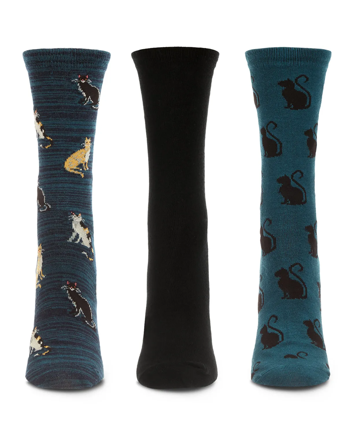 Cats Galore Bamboo Blend Crew Sock 3 Pair Pack