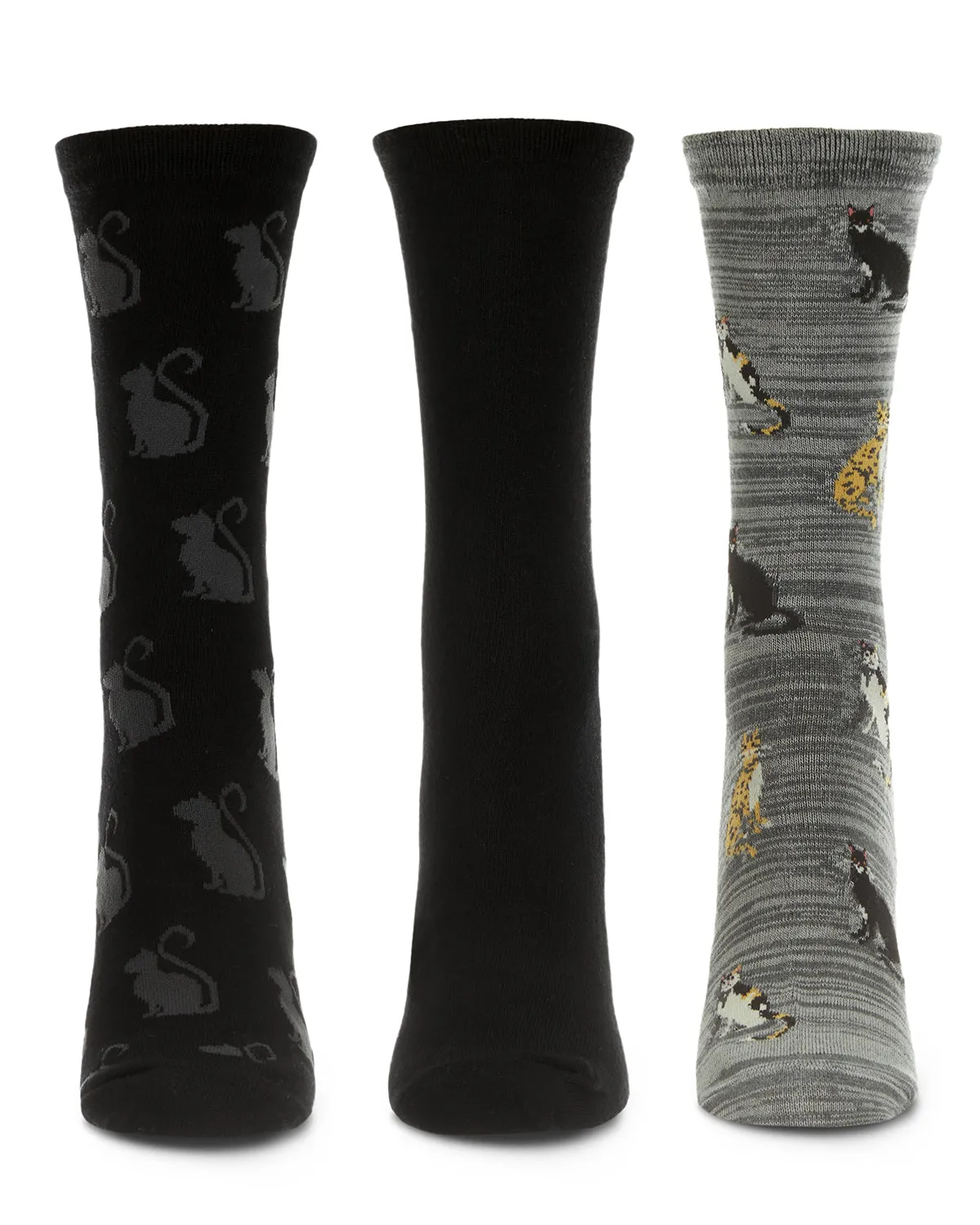 Cats Galore Bamboo Blend Crew Sock 3 Pair Pack
