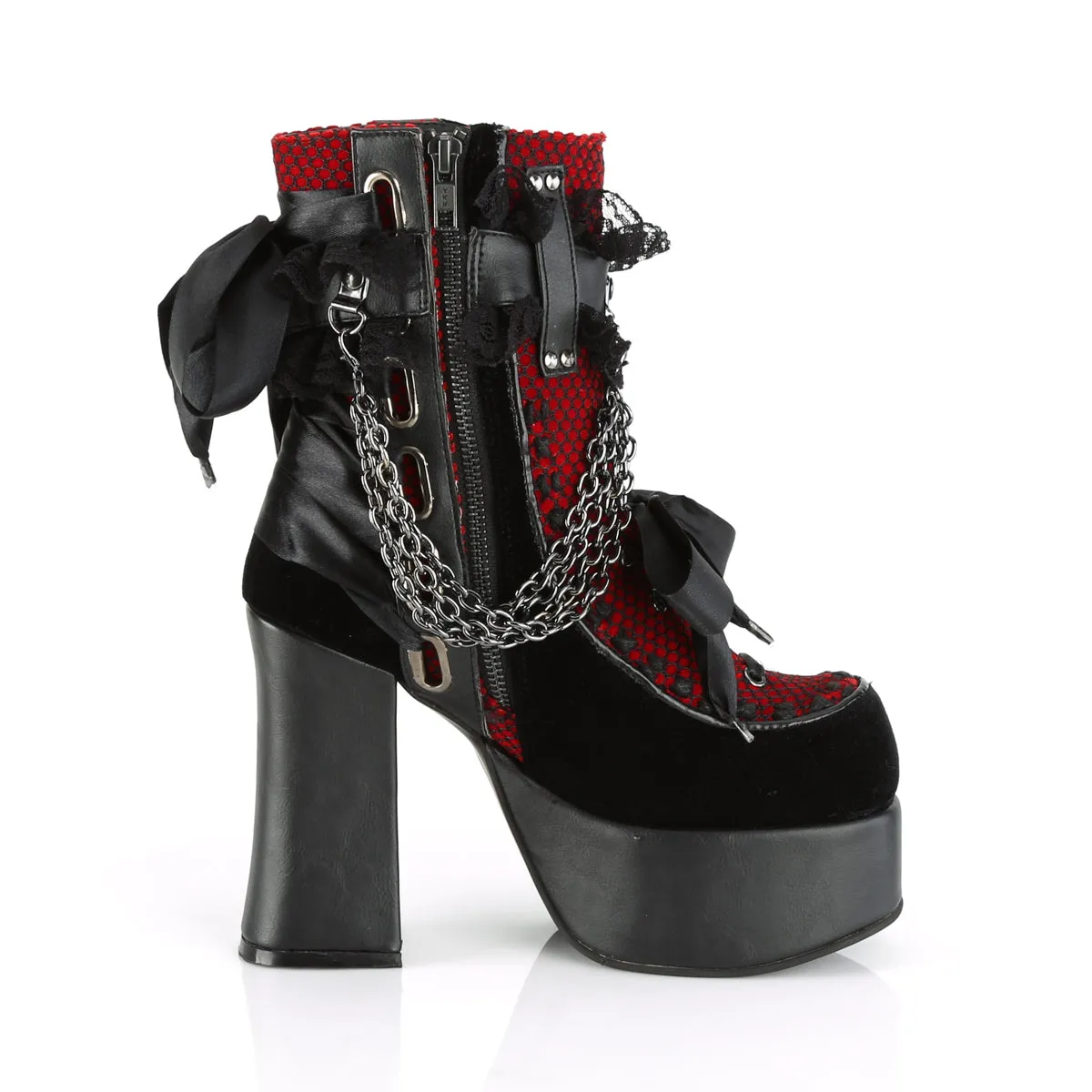CHARADE-110 Demoniacult Alternative Footwear Women's Gothic Red Ankle Boots