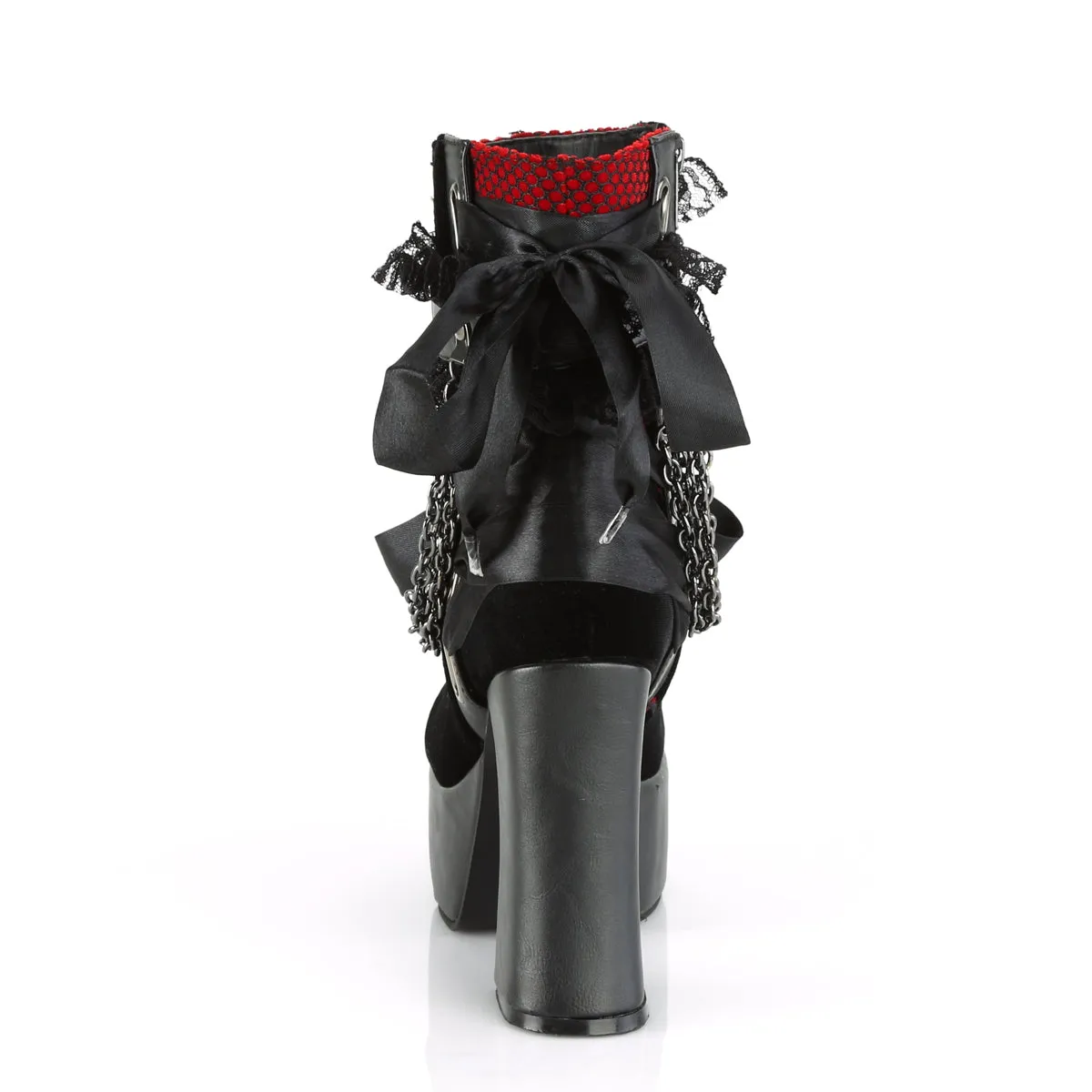 CHARADE-110 Demoniacult Alternative Footwear Women's Gothic Red Ankle Boots