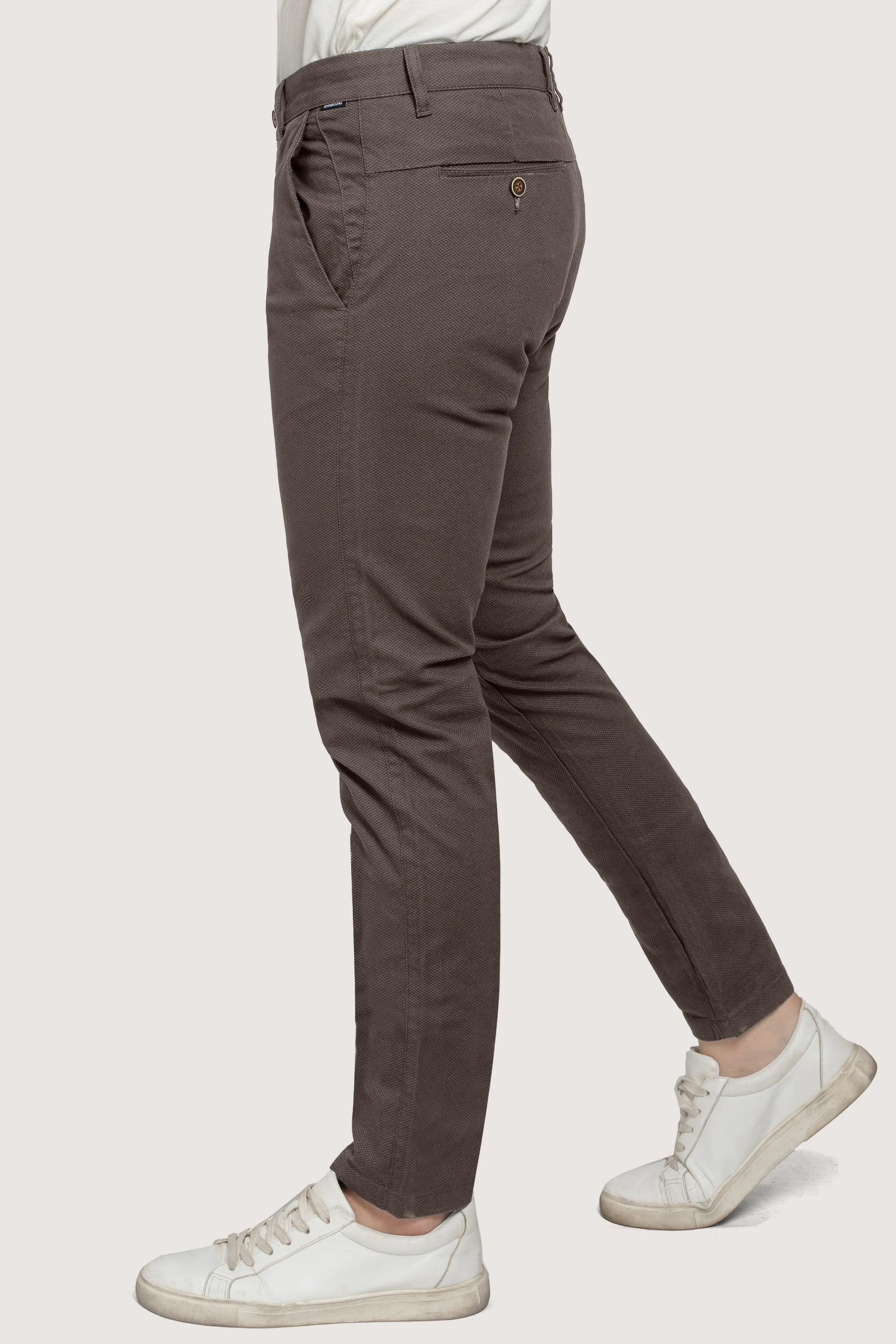 CROSS POCKET PRINTED PANT DARK BROWN