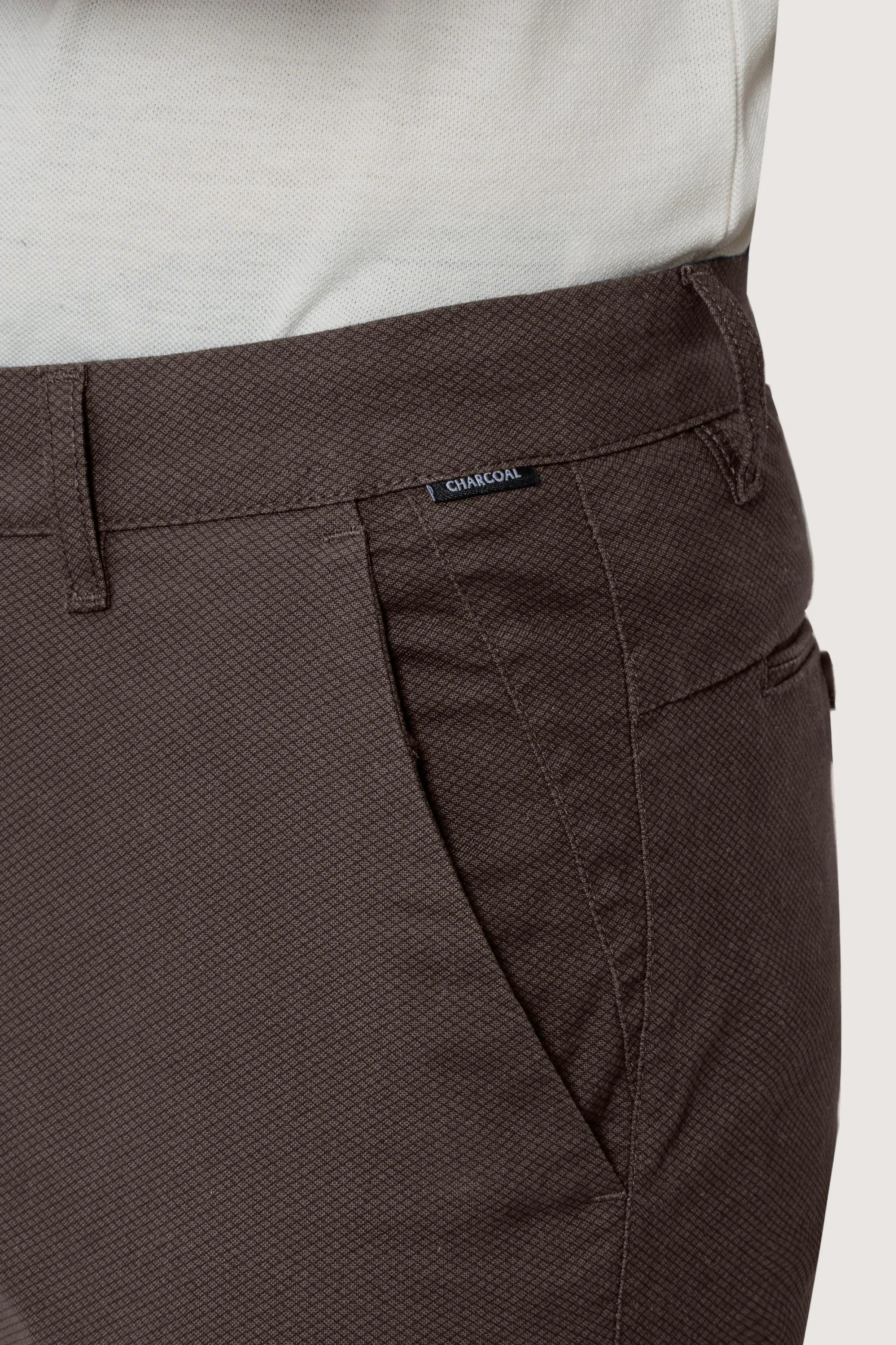CROSS POCKET PRINTED PANT DARK BROWN