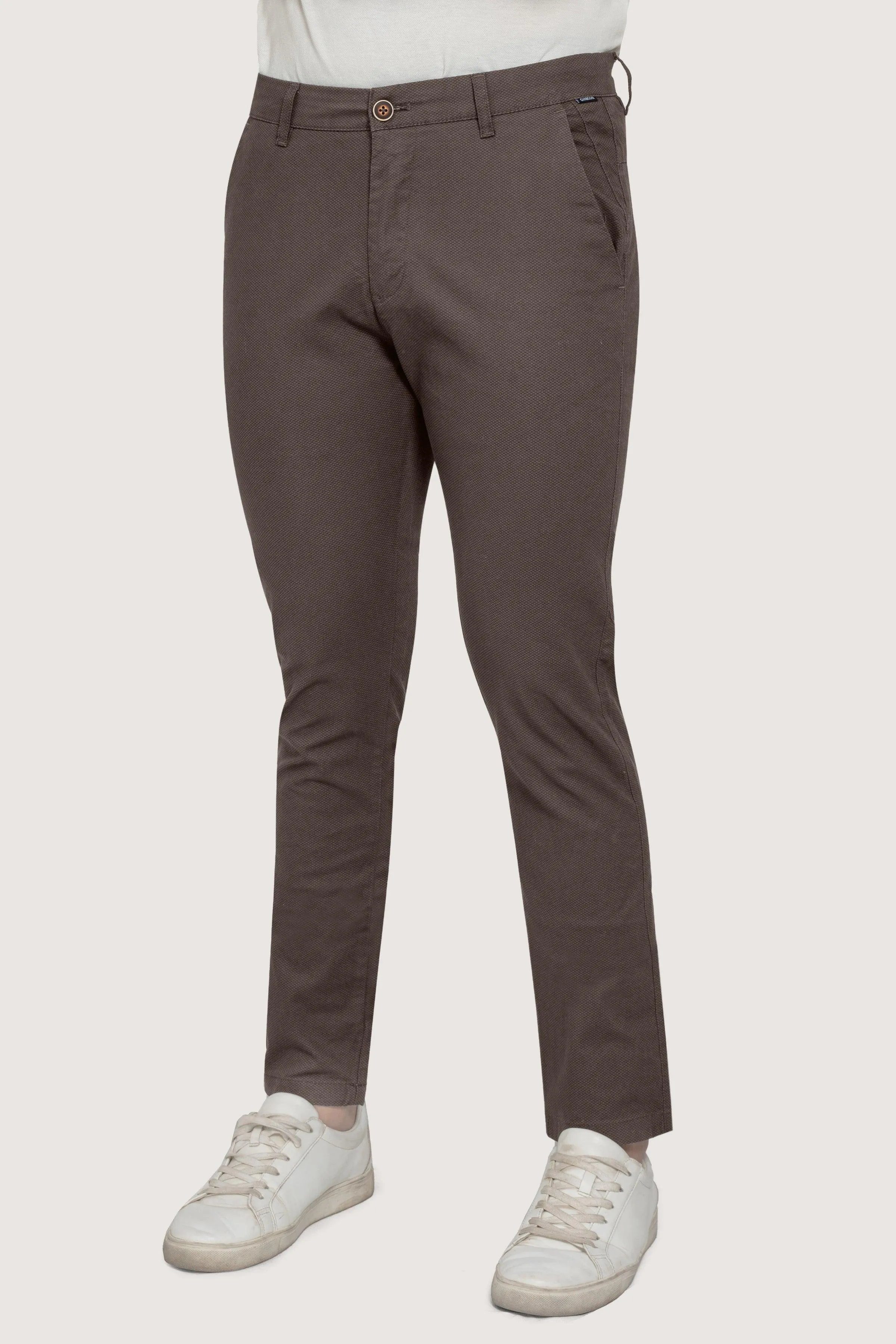 CROSS POCKET PRINTED PANT DARK BROWN