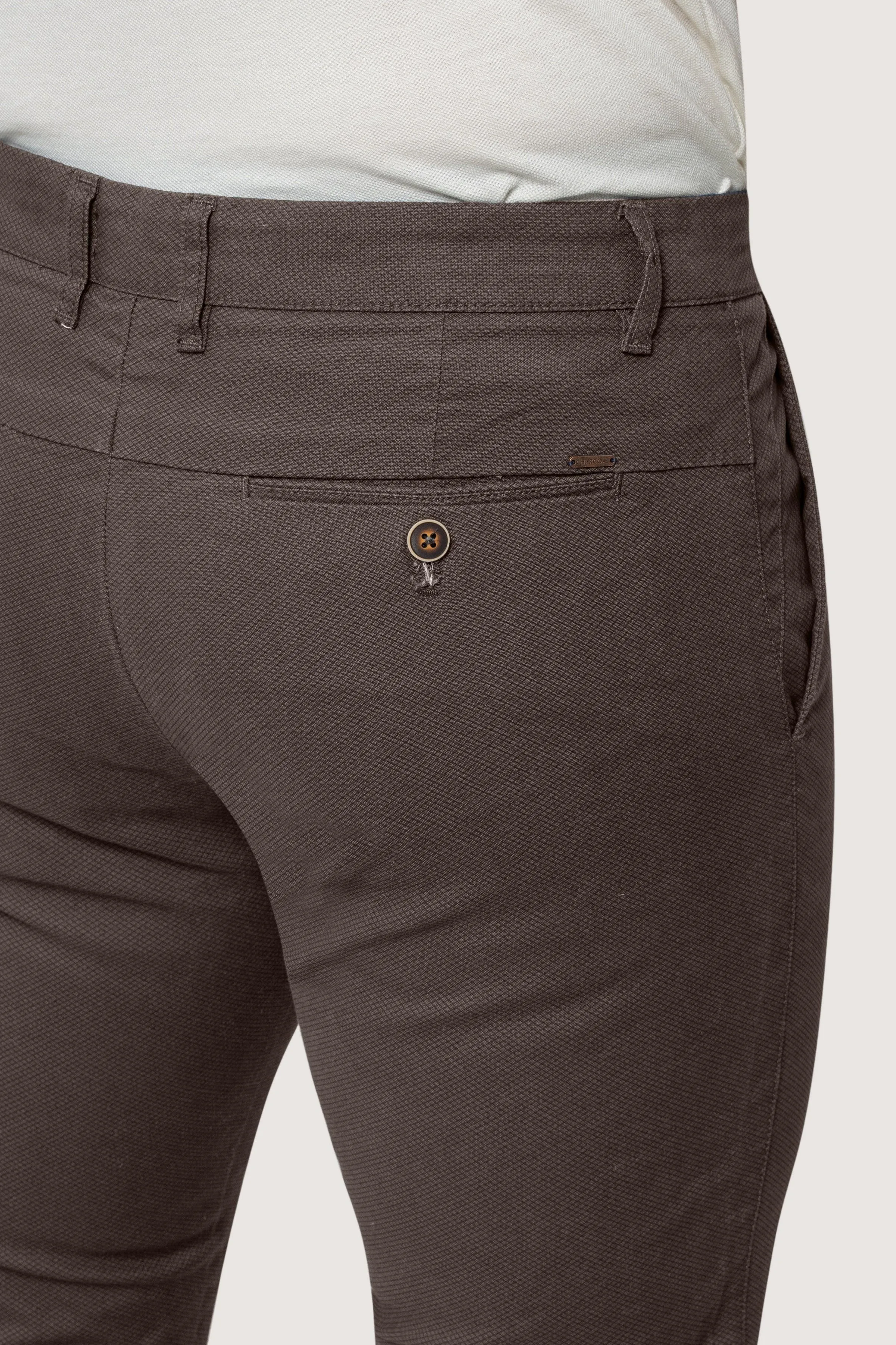 CROSS POCKET PRINTED PANT DARK BROWN