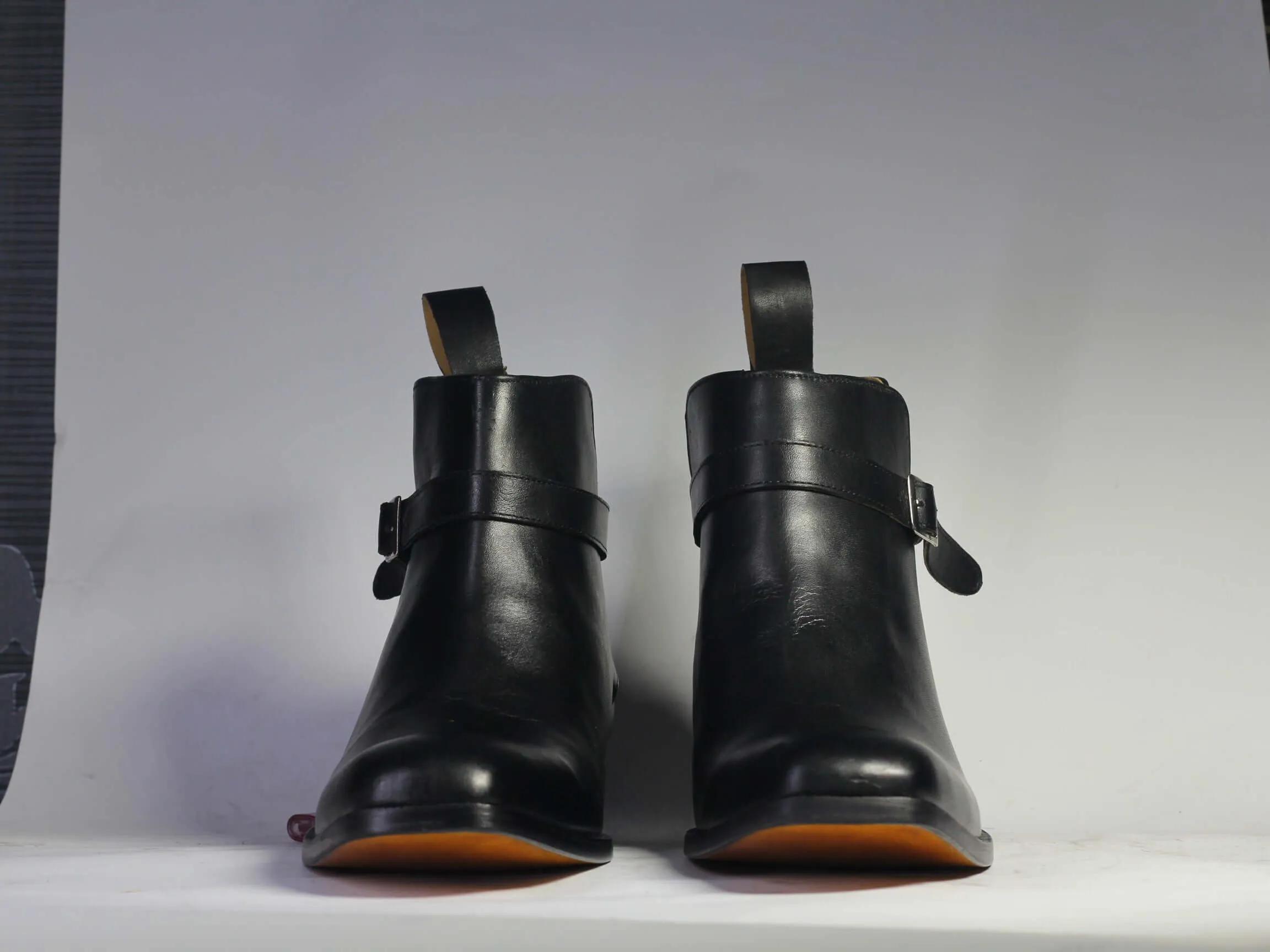 Handmade Men's Jodhpurs Leather Boots, Men Ankle High Leather Buckle Dress Boots