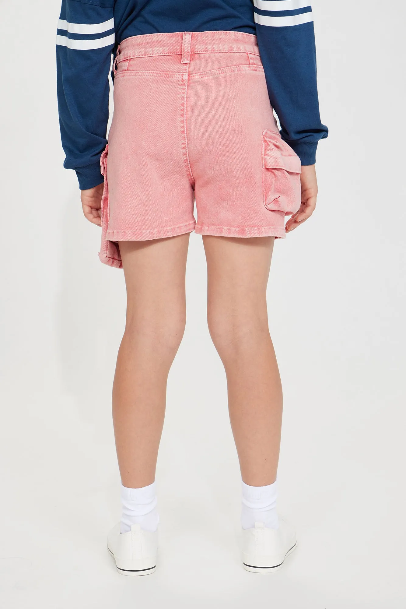 Mini Lily Acid Wash Cargo Short - Pink