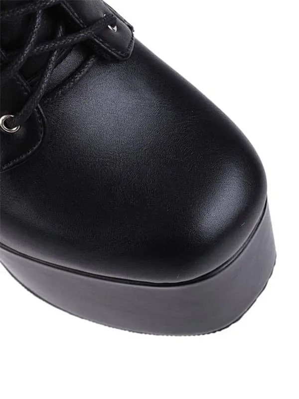 Side Zipper Platform Block Heel &Ankle Boots