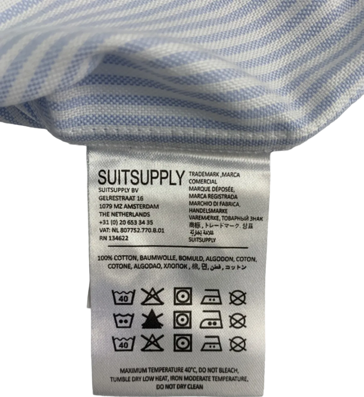 Suitsupply Blue Striped Oxford Casual Shirt UK 15.5 " Neck