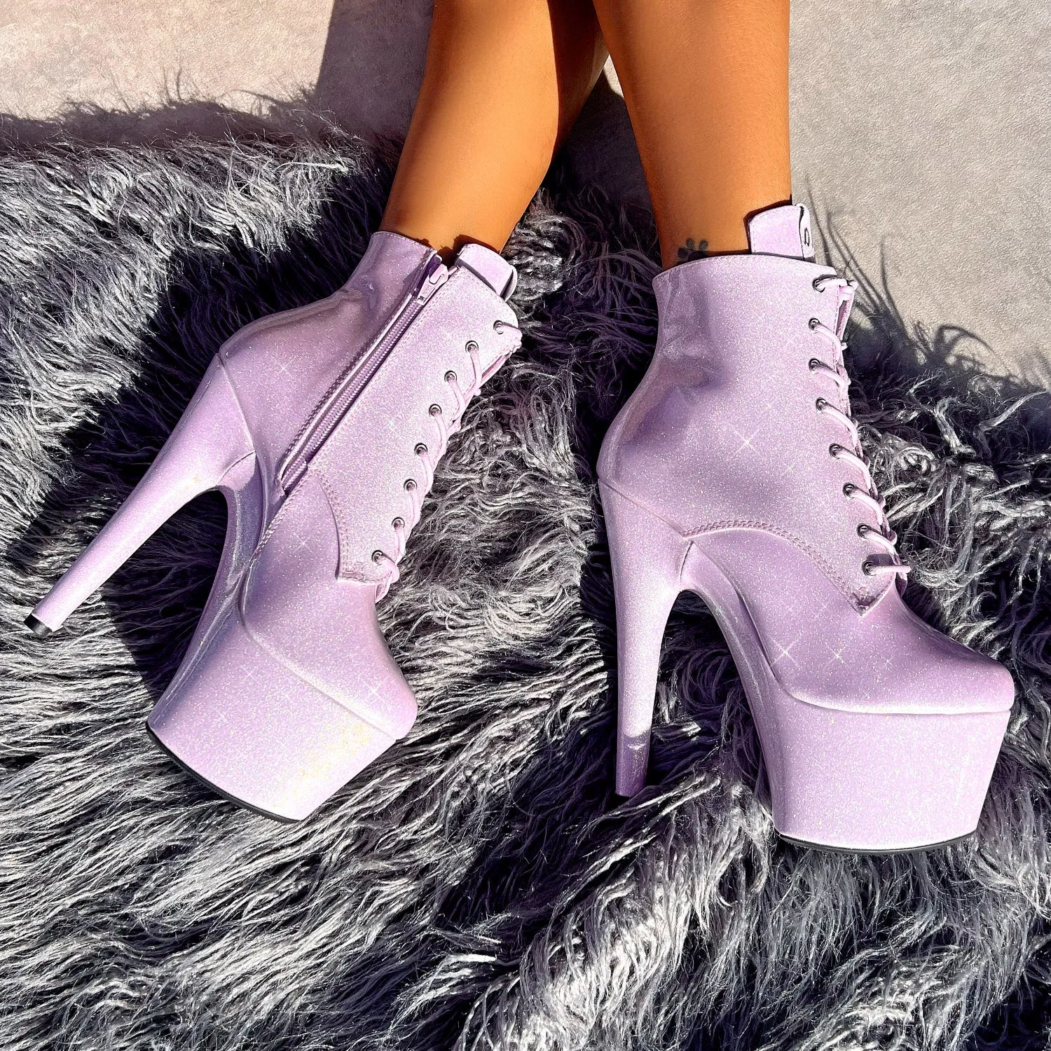 The Glitterati Ankle Boot - Lilac Lovers - 7 INCH